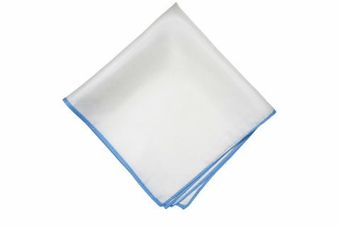 White Burgundy Border Linen Pocket Square