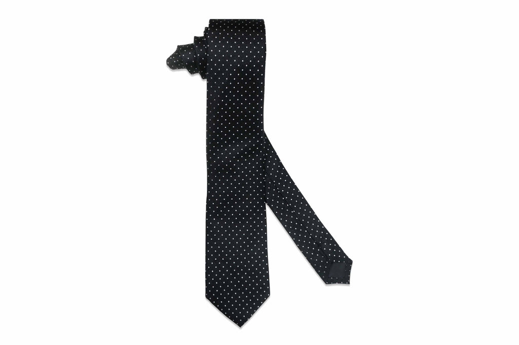 Black White Pin Dots Silk Skinny Tie Black White Pin Dots Silk Skinny Tie
