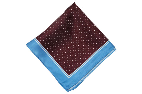 Burgundy Blue Silk Pocket Square