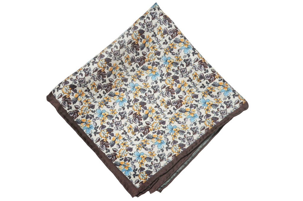 Chocolate Flowers Silk Pocket Square Chocolate Flowers Silk Pocket Square