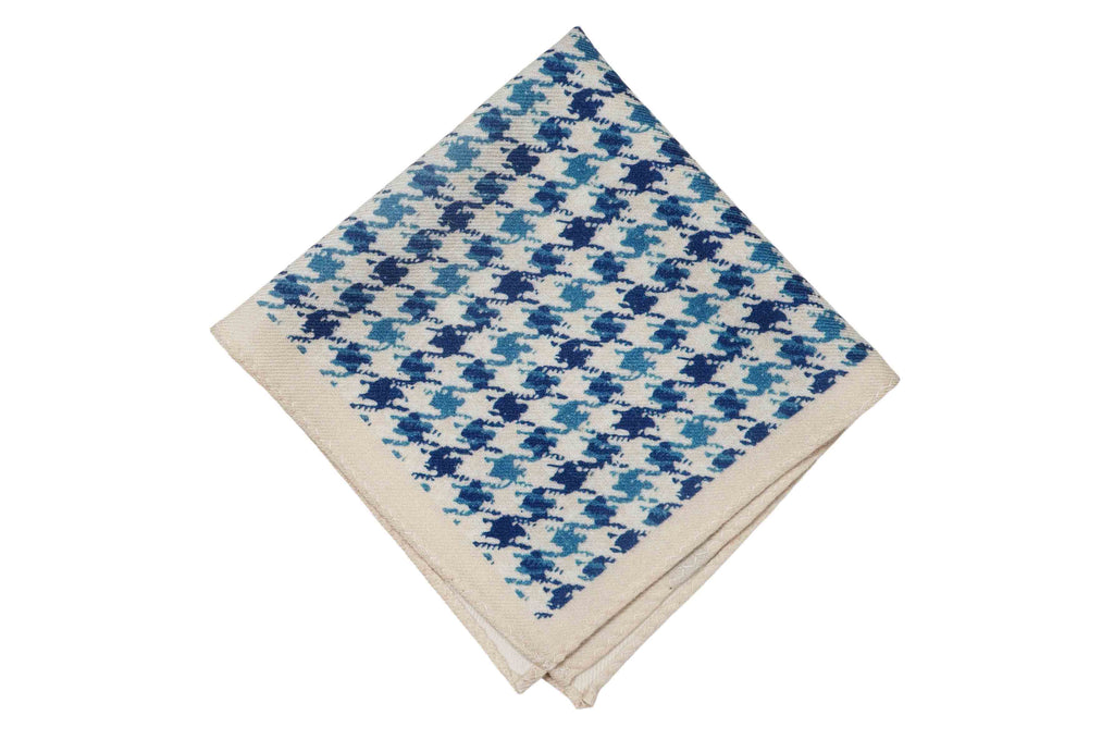 Cream Houndstooth Wool Pocket Square Cream Houndstooth Wool Pocket Square