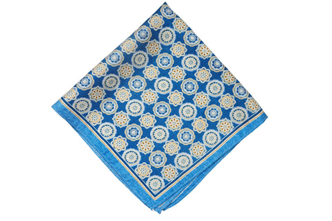 Fenland Blue Silk Pocket Square