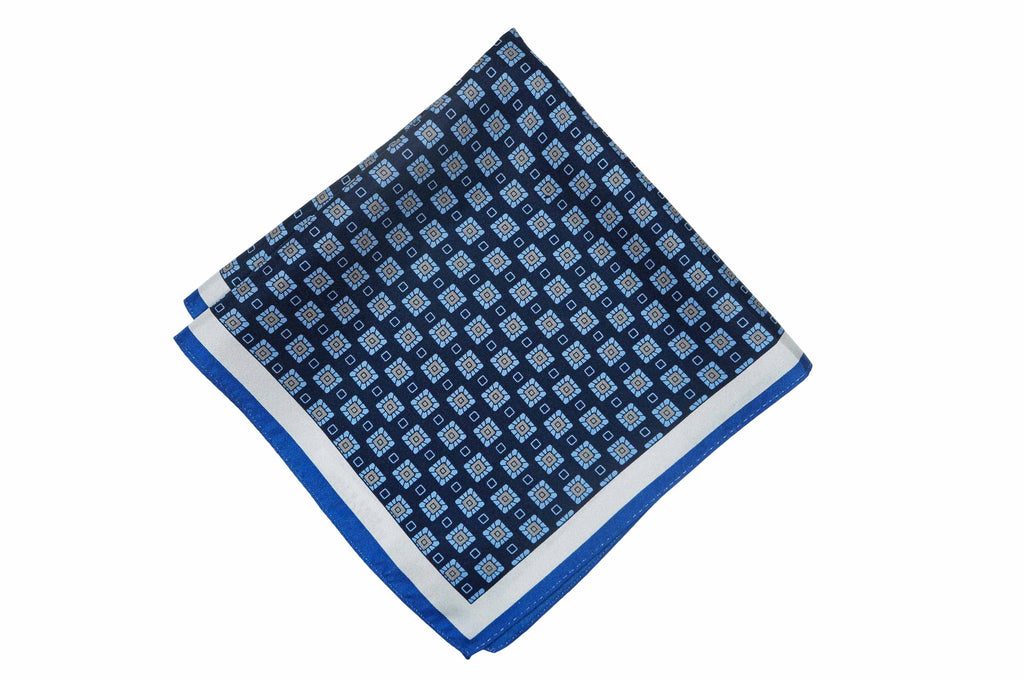 Manchester Blue Silk Pocket Square Manchester Blue Silk Pocket Square