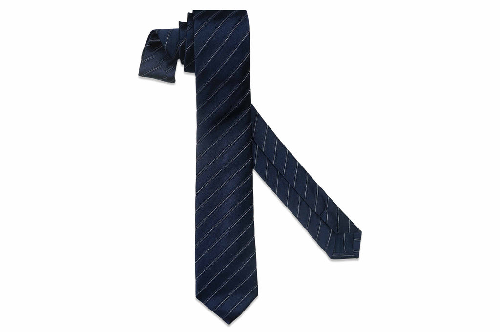 Pinstripe Navy Silk Tie