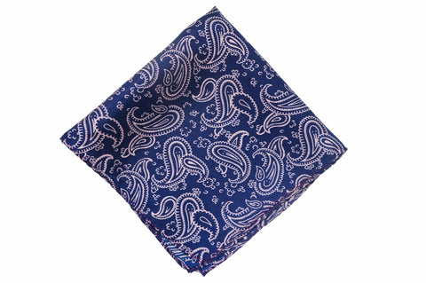 White Burgundy Border Linen Pocket Square