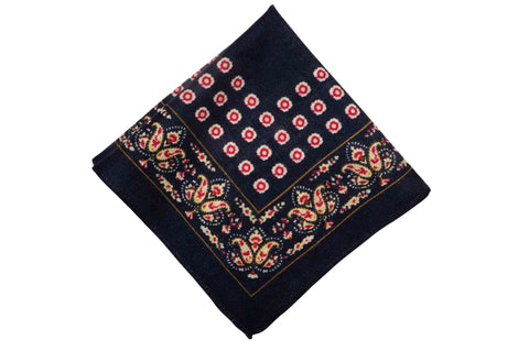White Burgundy Border Linen Pocket Square