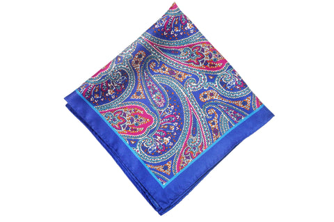White Burgundy Border Linen Pocket Square