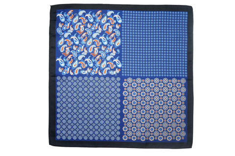 White Burgundy Border Linen Pocket Square