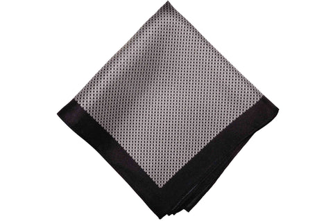 White Burgundy Border Linen Pocket Square