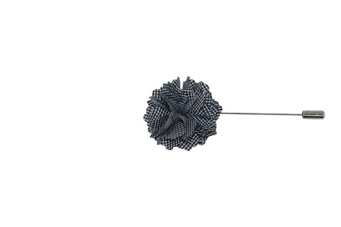 Black White Plaid Lapel Flower