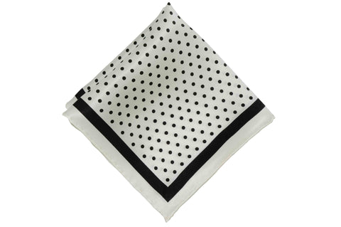 White Burgundy Border Linen Pocket Square