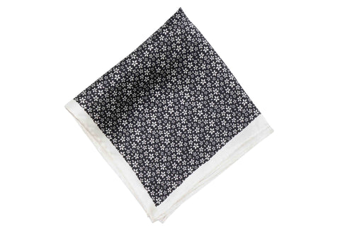 White Burgundy Border Linen Pocket Square