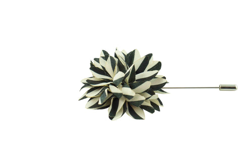 Black White Plaid Lapel Flower