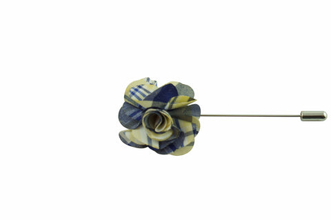 Black White Plaid Lapel Flower