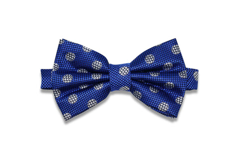 Blue Brick Dots Silk Bow Tie (pre-tied)