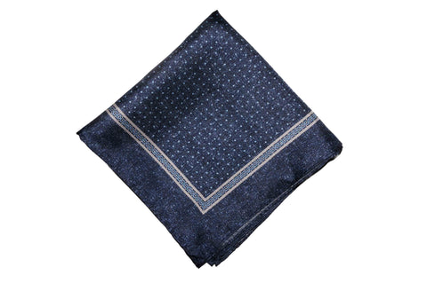 White Burgundy Border Linen Pocket Square