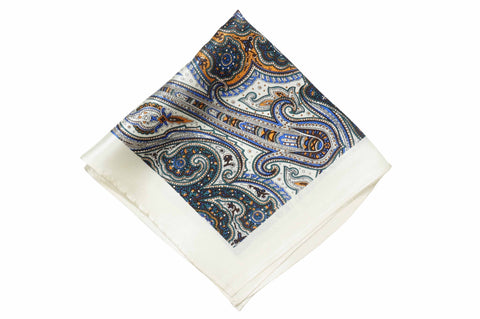 Baby Blue Paisley Silk Pocket Square