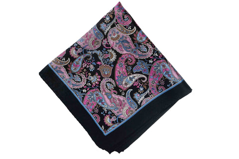 Baby Blue Paisley Silk Pocket Square