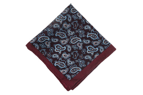 Burg Paisley Wool Pocket Square