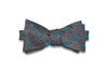Charcoal Turquoise Dots Silk Bow Tie (self-tie)