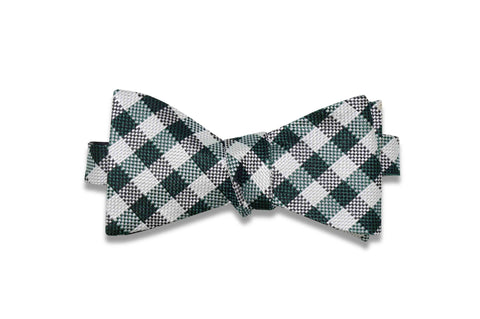 Check Green Silk Bow Tie (self-tie)