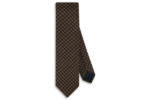 Chocolate Houndstooth Wool Skinny Tie