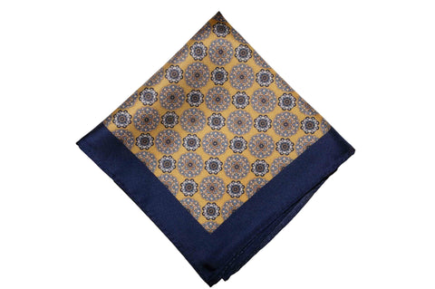 Golden Blues Silk Pocket Square