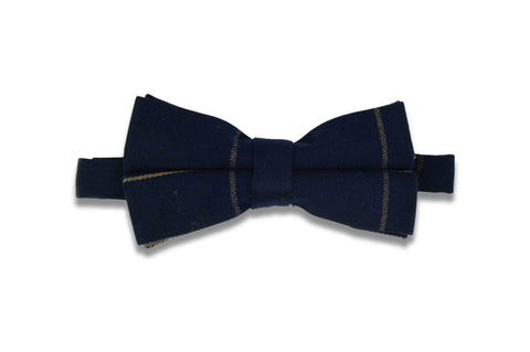 Navy Gold Paisley Cotton Bow Tie (pre-tied)