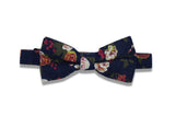 Navy Roses Cotton Bow Tie (pre-tied)