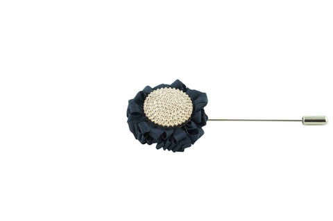 Navy Silver Lapel Flower
