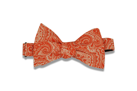 Navy Gold Paisley Cotton Bow Tie (pre-tied)