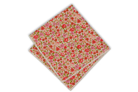 Peach Floral Cotton Pocket Square