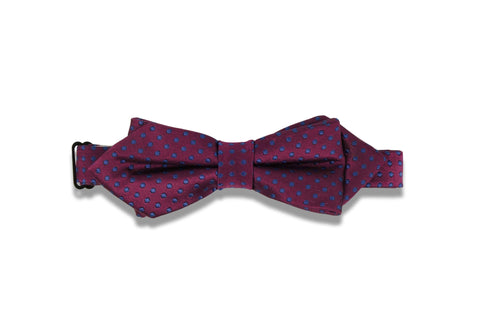 Plum Blue Dots Silk Bow Tie (pre-tied)