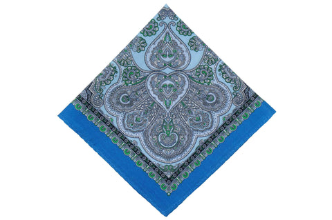 State Blue Cotton Pocket Square