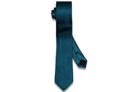 Teal Herringbone Silk Skinny Tie
