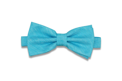 Green Dotted Linen Bow Tie (Pre-Tied)