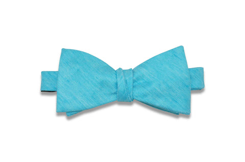 Green Dotted Linen Bow Tie (Pre-Tied)
