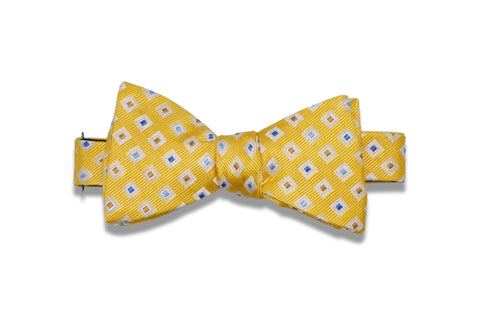 Yellow Double Diamonds Silk Bow Tie (self-tie)