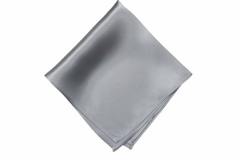 Solid Silver Silk Pocket Square