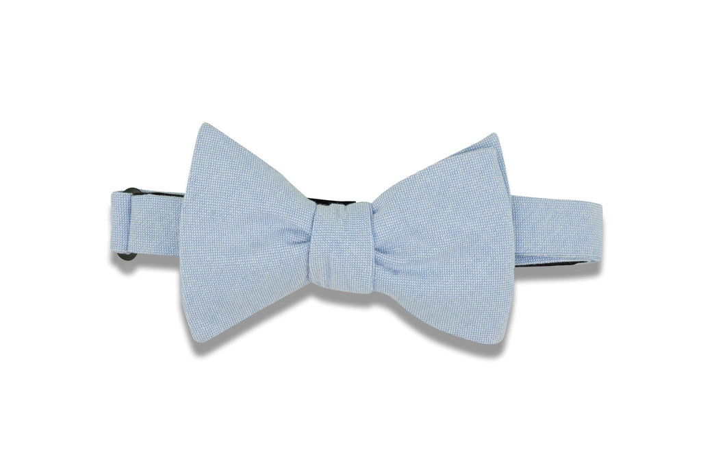 Baby Blue Chambray Cotton Bow Tie (self-tie)
