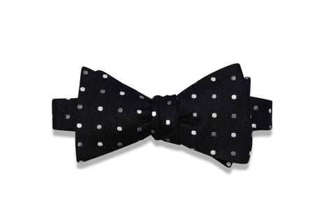 Black Polka Dots Silk Bow Tie (self-tie)