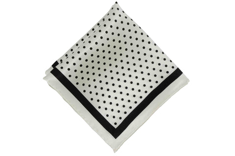 Black White Dotted Silk Pocket Square