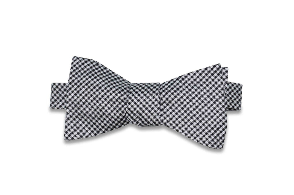 Black White Gingham Silk Bow Tie (self-tie)