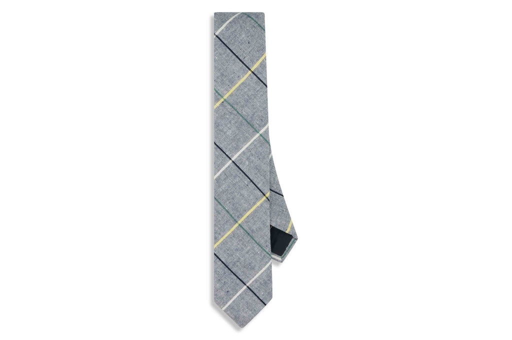 Blue Boxed Cotton Skinny Tie
