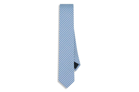 Blue Diagonal Stripes Cotton Skinny Tie