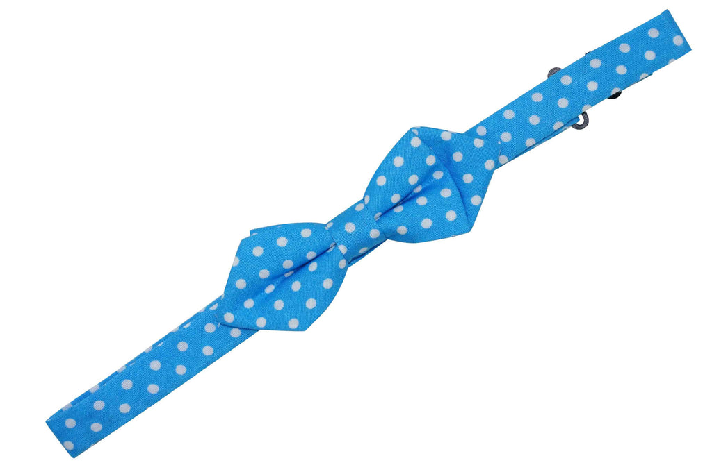 Blue Dotted Cotton Bow Tie (Boys)