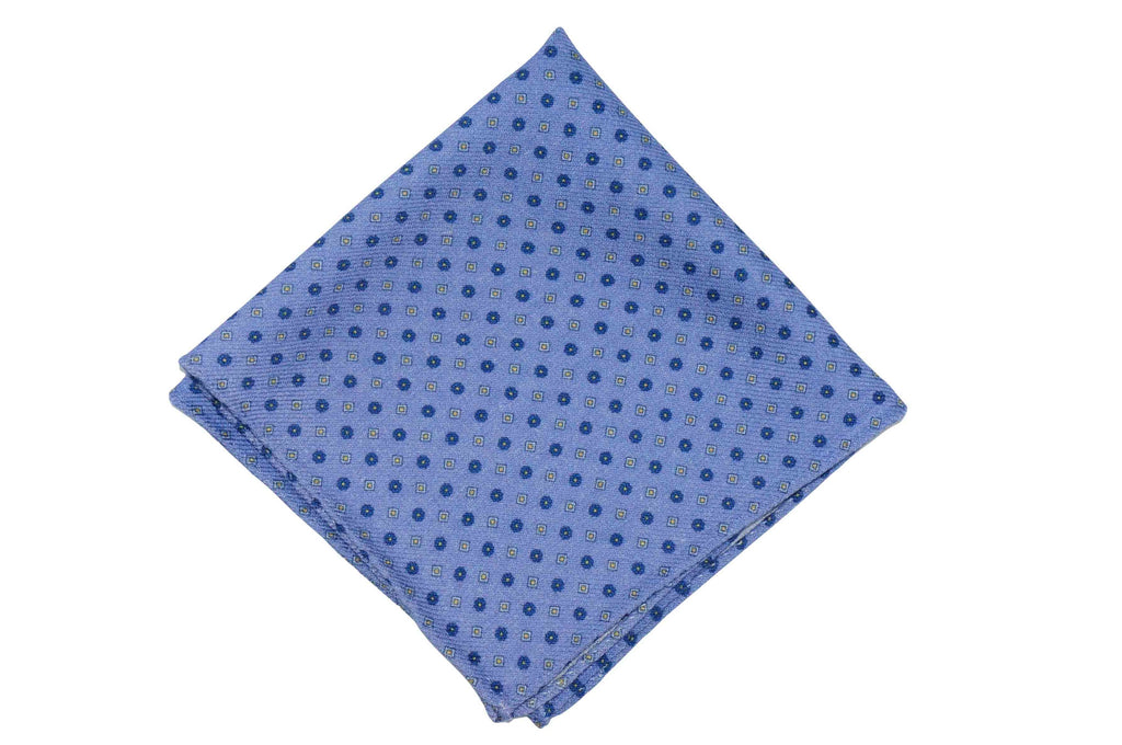 Blue Field Wool Pocket Square