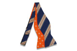 Blue Gold Reversible Silk Bow Tie (Self-Tie)