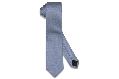 Blue Grained Silk Skinny Tie