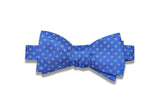 Blue Mini White Squares Silk Bow Tie (self-tie)
